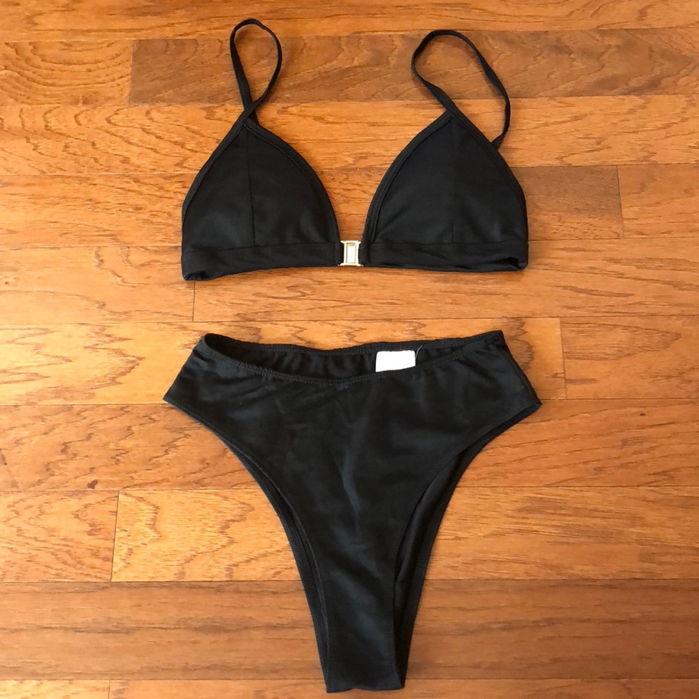 High waisted black bikini